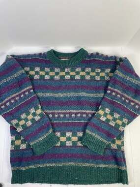 Vintage Alps Men's XL Merrimac Valley New England Striped Wool Knit Sweater